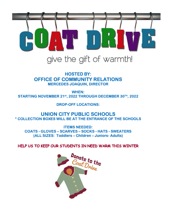 Union City School District Coat Drive Flyer